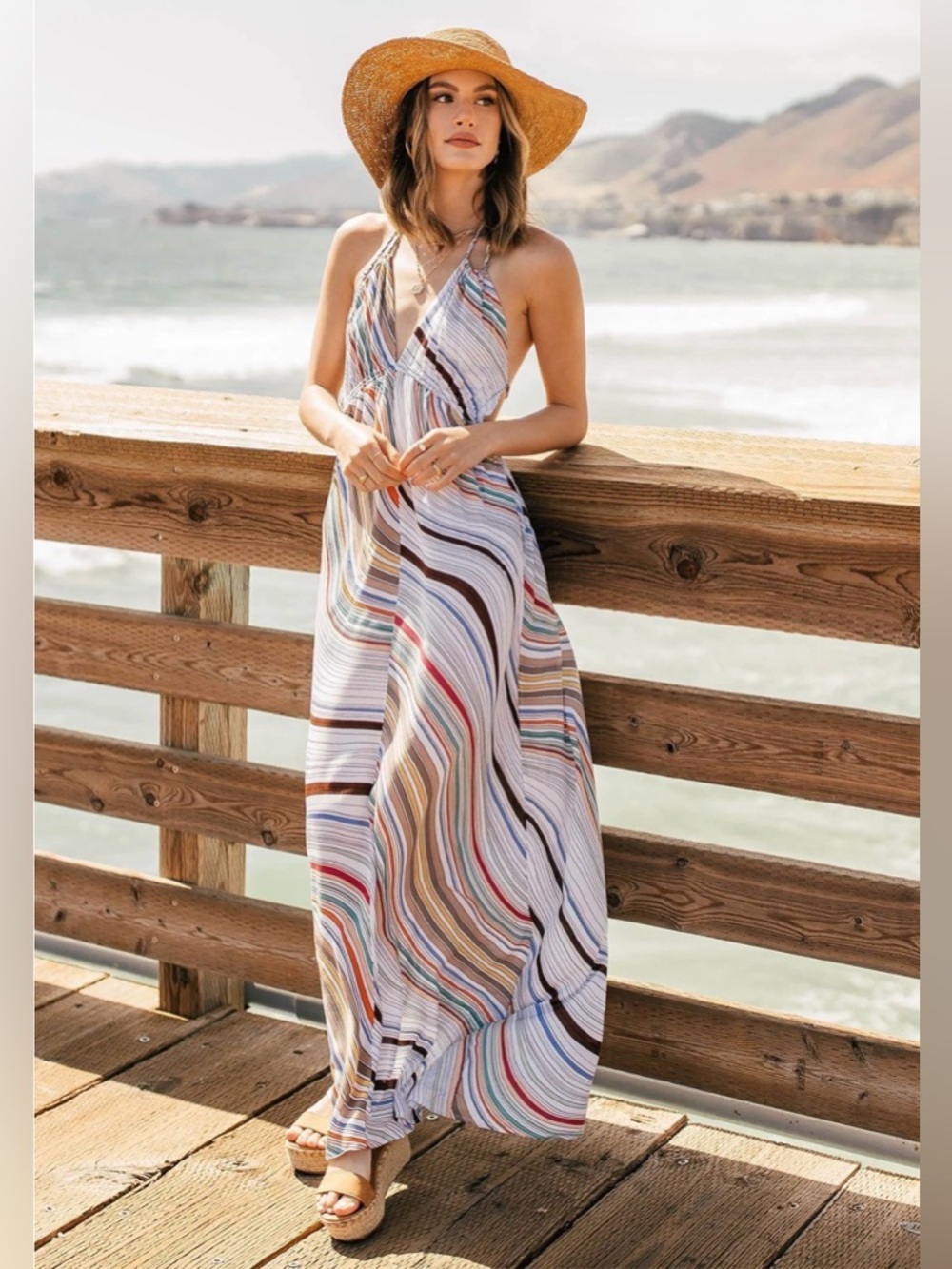 Lovestitch groovy stripes maxi dress size large